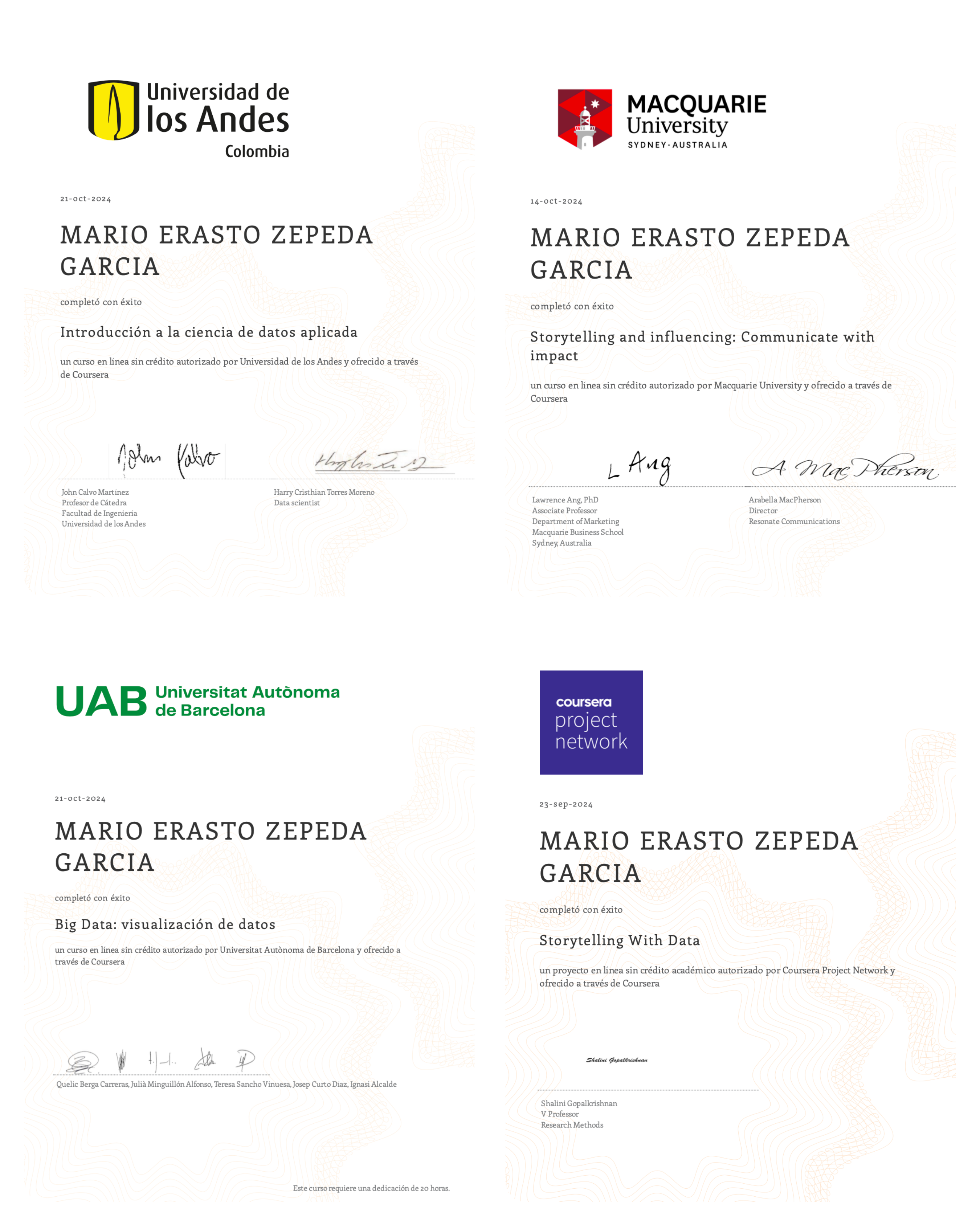 Certificados Portfolio